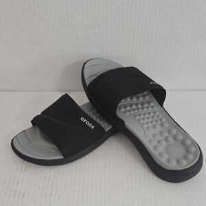 CROCS  Black and Gray Slide Sandals Size 7W